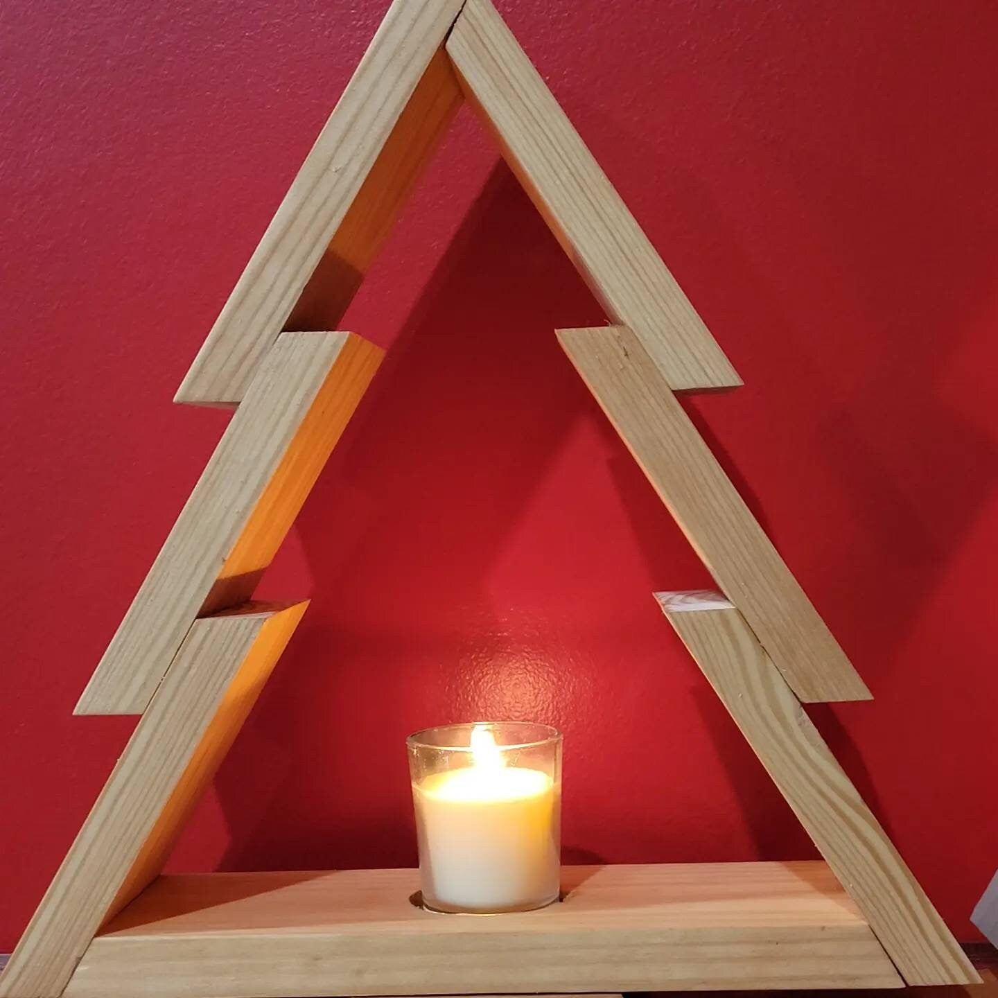 Set of 2 Christmas tree shaped candle holders. Holds up to 2 inch around candle. Hand made Christmas craft Free Shipping