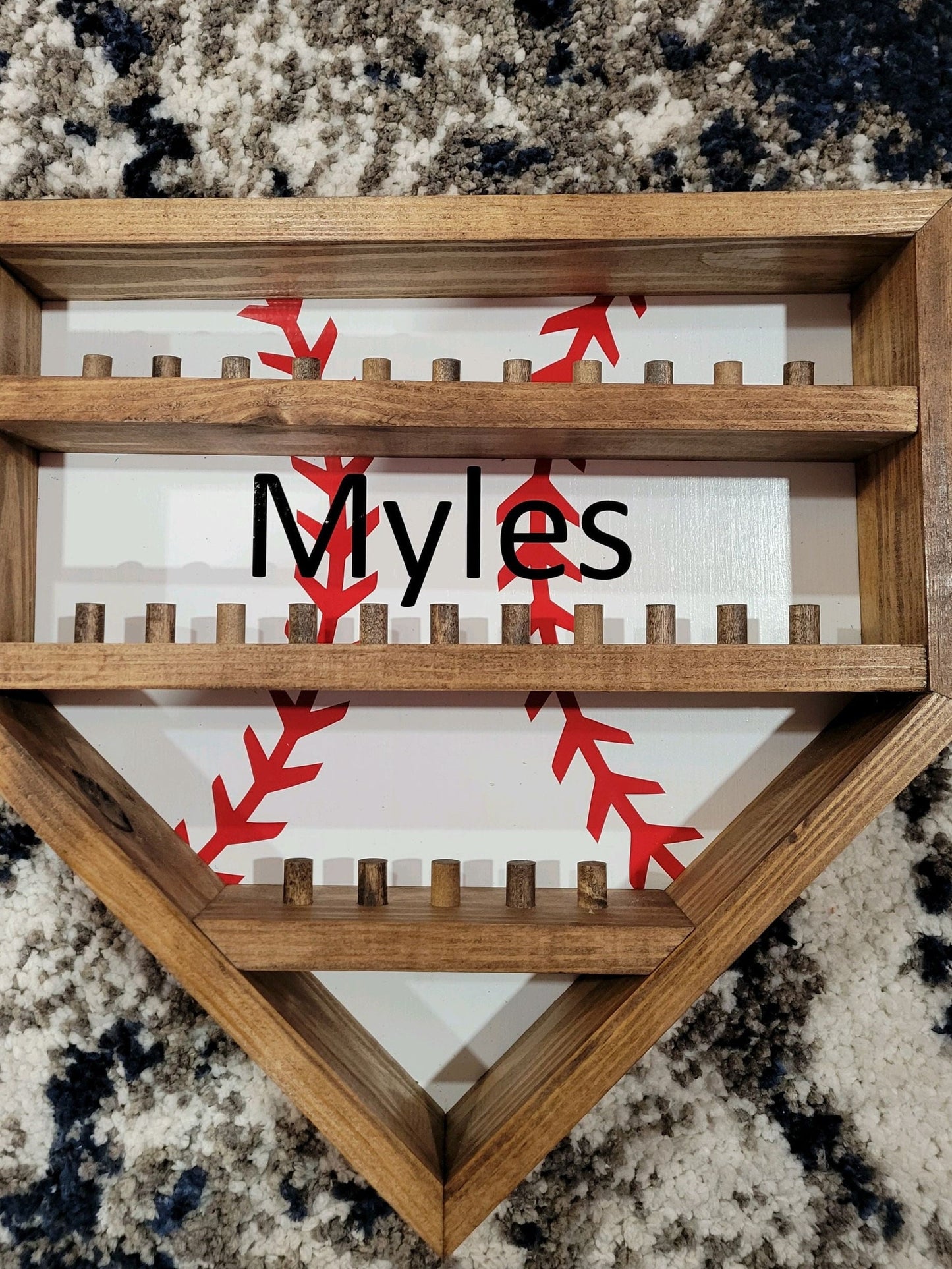 Baseball or Softball Homeplate Ring Display Case, Custom Baseball Ring Holder Display, Holds 27 Rings Personalized Wall Hanging Decor