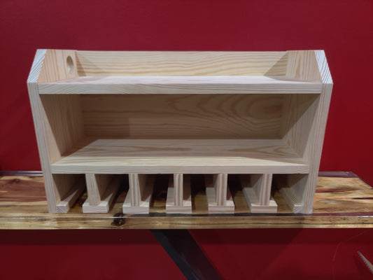 Power Tool Organizer Storage Shelf Wall Hanging Holds Six power tools.  Made of solid wood Free Shipping