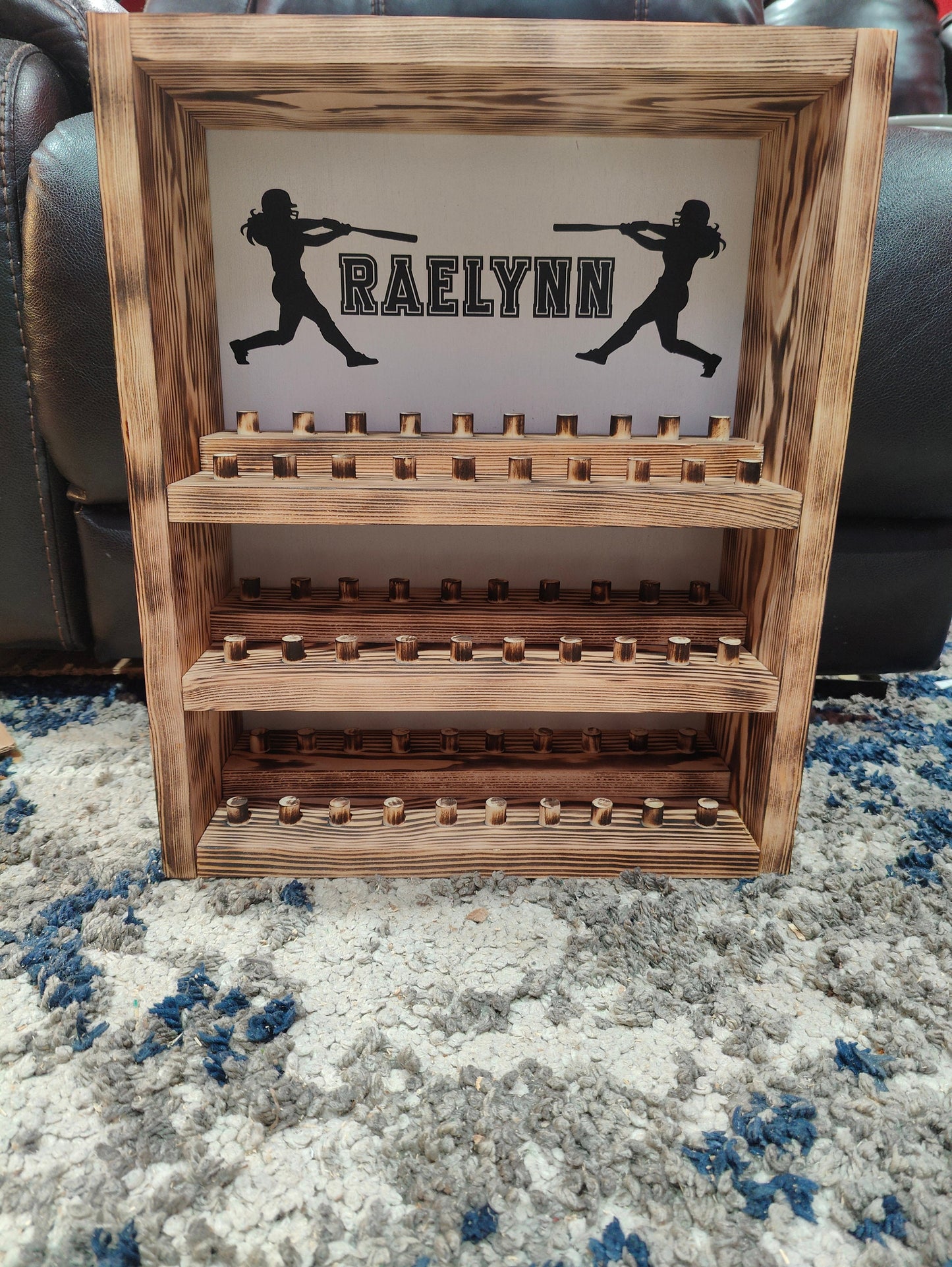 Baseball Softball Football Basketball Track Sports Ring Holder Display Shelf Case Wall Hanging Holds 60 Rings Free Shipping